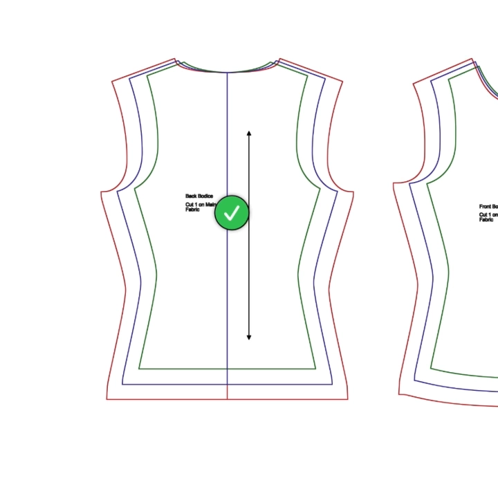 Completed pattern pieces being marked with annotations