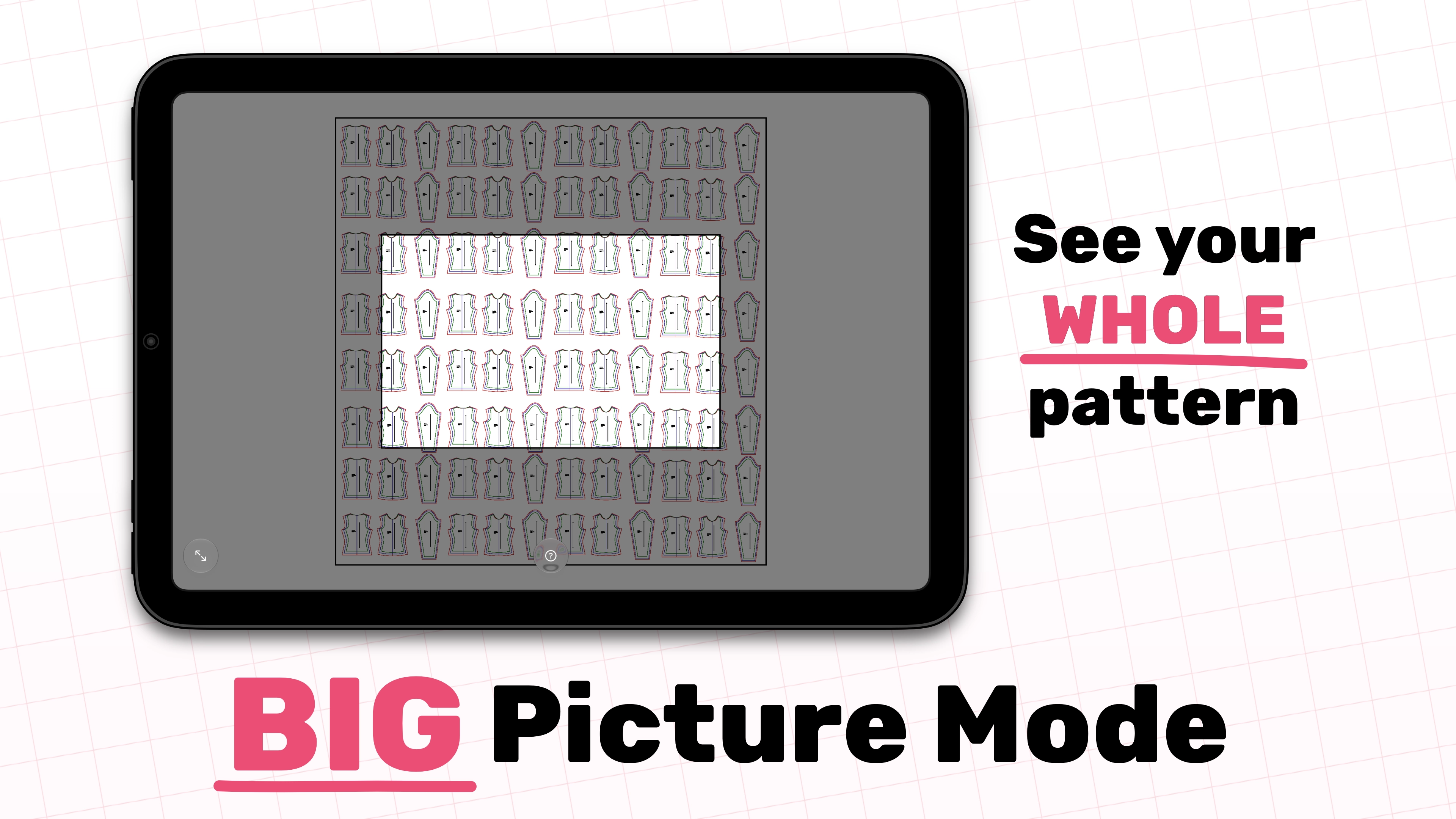 An overview of a sewing pattern in Big Picture Mode