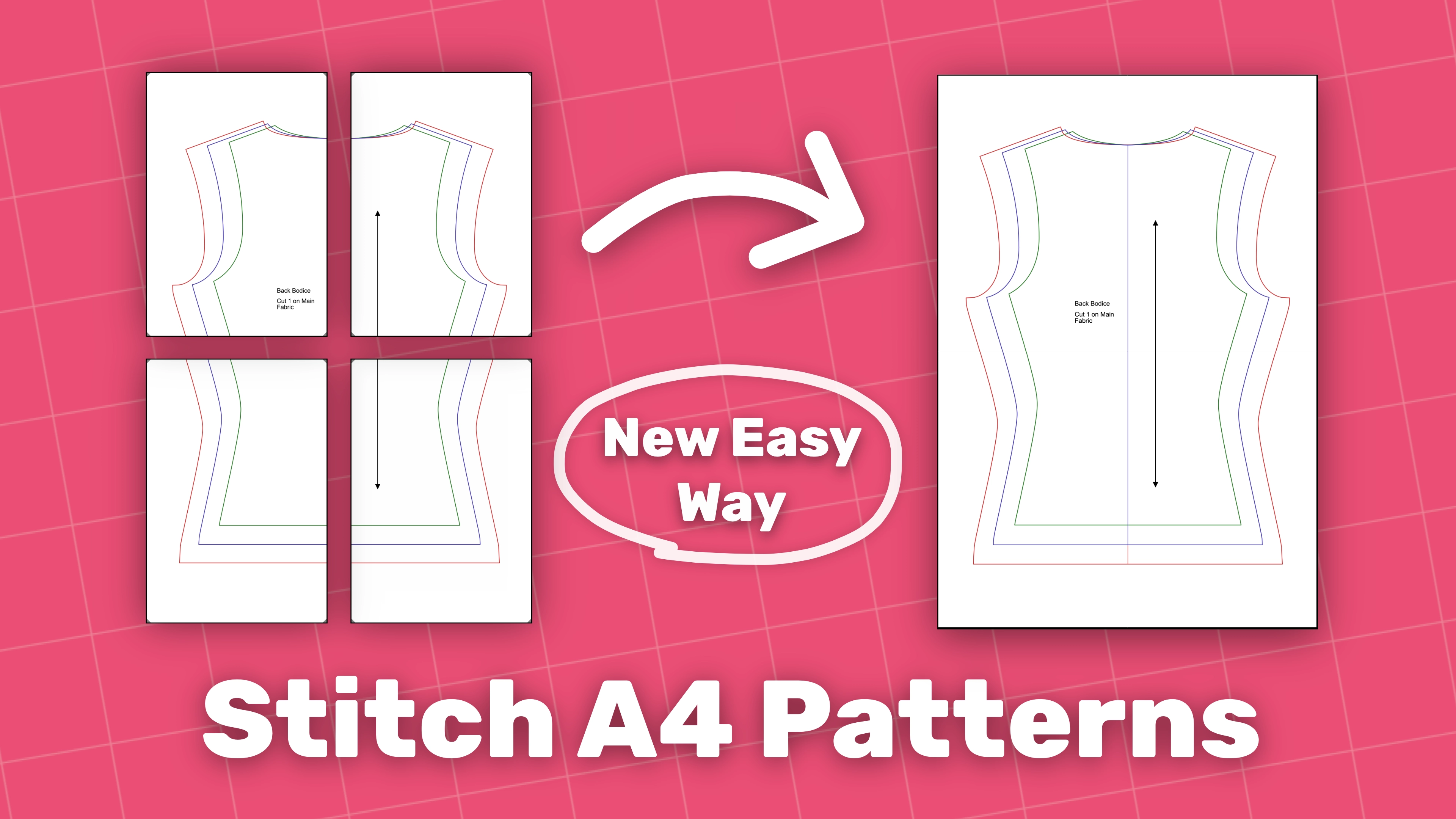 Multi-page sewing pattern being assembled in IntelliSew