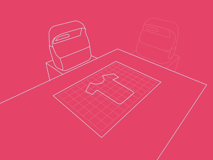 Projector positioned along the long side of the cutting mat